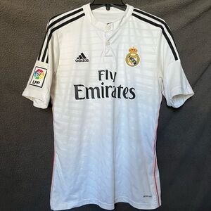 Men’s Adidas Real Madrid CF 2014/15 Home White Jersey Size M #11 Bale